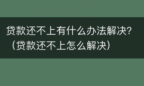 贷款还不上有什么办法解决？（贷款还不上怎么解决）