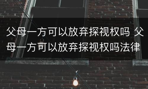 父母一方可以放弃探视权吗 父母一方可以放弃探视权吗法律
