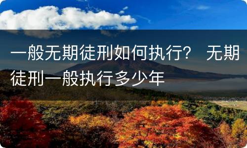 一般无期徒刑如何执行? 无期徒刑一般执行多少年