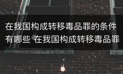 在我国构成转移毒品罪的条件有哪些 在我国构成转移毒品罪的条件有哪些罪名
