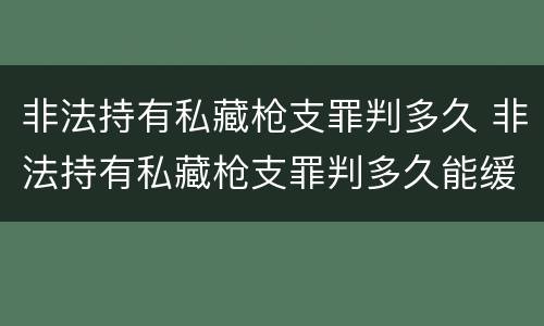 非法持有私藏枪支罪判多久 非法持有私藏枪支罪判多久能缓刑