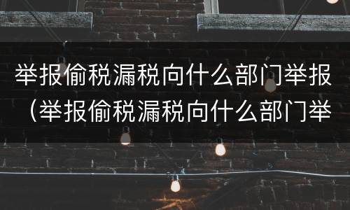 举报偷税漏税向什么部门举报（举报偷税漏税向什么部门举报电话）