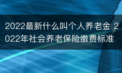 2022最新什么叫个人养老金 2022年社会养老保险缴费标准