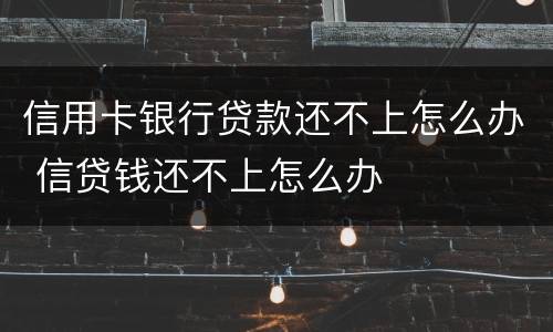 信用卡银行贷款还不上怎么办 信贷钱还不上怎么办