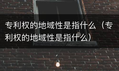 专利权的地域性是指什么（专利权的地域性是指什么）