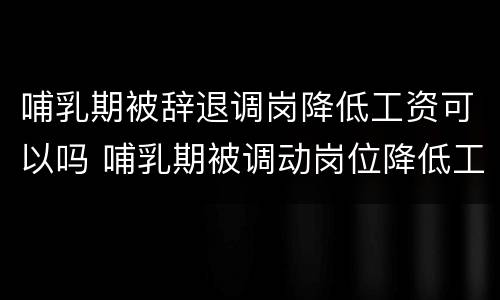 哺乳期被辞退调岗降低工资可以吗 哺乳期被调动岗位降低工资