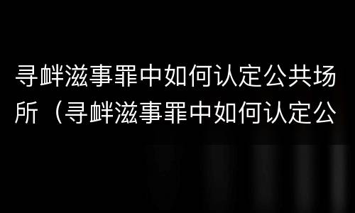 寻衅滋事罪中如何认定公共场所（寻衅滋事罪中如何认定公共场所犯罪）
