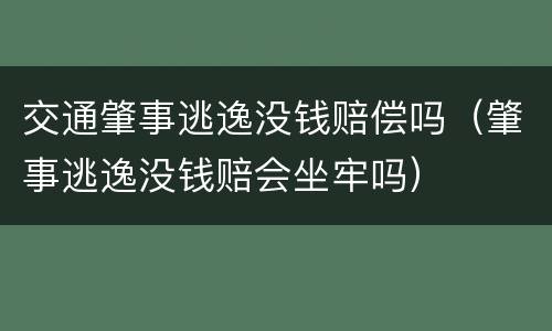 交通肇事逃逸没钱赔偿吗（肇事逃逸没钱赔会坐牢吗）