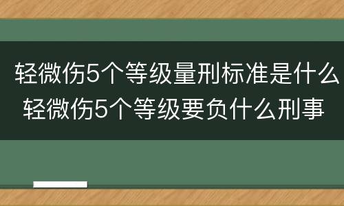轻微伤5个等级量刑标准是什么 轻微伤5个等级要负什么刑事责任
