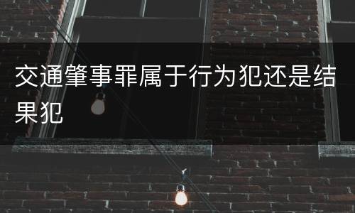 交通肇事罪属于行为犯还是结果犯