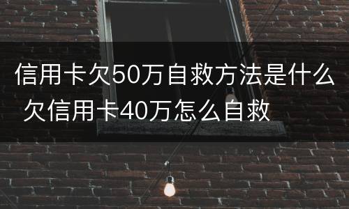信用卡欠50万自救方法是什么 欠信用卡40万怎么自救