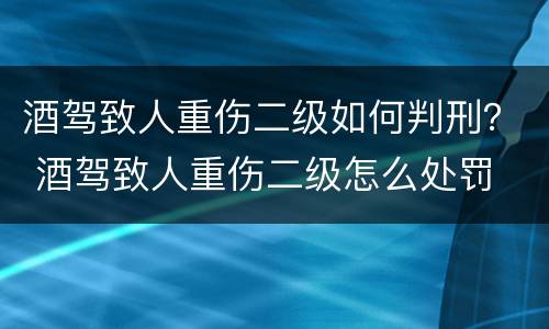 酒驾致人重伤二级如何判刑？ 酒驾致人重伤二级怎么处罚