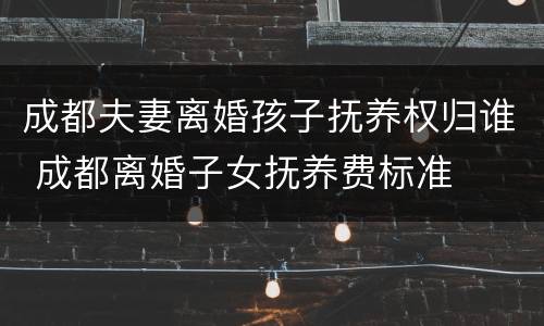 成都夫妻离婚孩子抚养权归谁 成都离婚子女抚养费标准