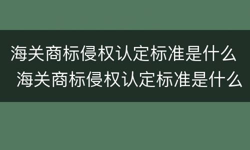 海关商标侵权认定标准是什么 海关商标侵权认定标准是什么意思