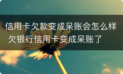 信用卡欠款变成呆账会怎么样 欠银行信用卡变成呆账了