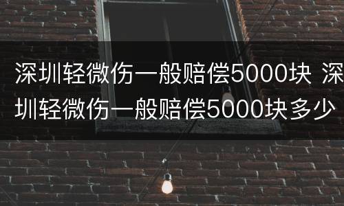深圳轻微伤一般赔偿5000块 深圳轻微伤一般赔偿5000块多少钱
