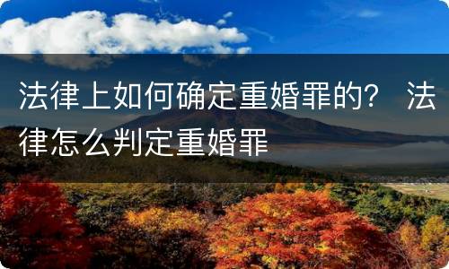 法律上如何确定重婚罪的？ 法律怎么判定重婚罪