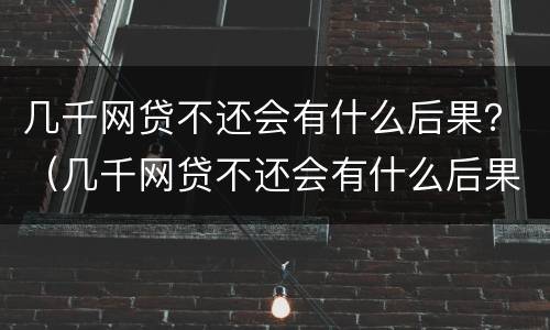 几千网贷不还会有什么后果？（几千网贷不还会有什么后果吗）