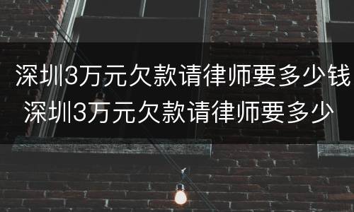 深圳3万元欠款请律师要多少钱 深圳3万元欠款请律师要多少钱一个月