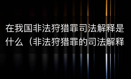 在我国非法狩猎罪司法解释是什么（非法狩猎罪的司法解释）