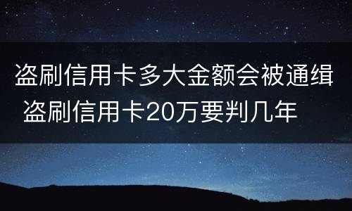 盗刷信用卡多大金额会被通缉 盗刷信用卡20万要判几年