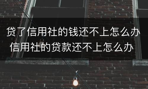 贷了信用社的钱还不上怎么办 信用社的贷款还不上怎么办
