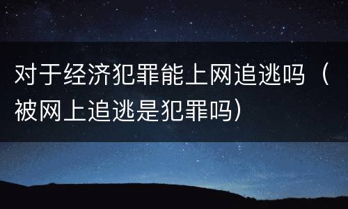 对于经济犯罪能上网追逃吗（被网上追逃是犯罪吗）