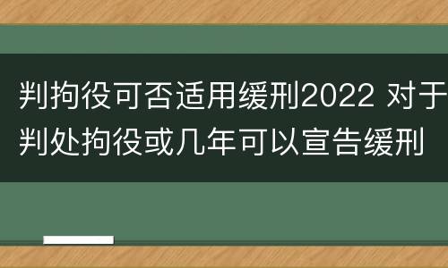 判拘役可否适用缓刑2022 对于判处拘役或几年可以宣告缓刑
