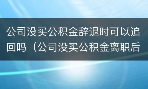 公司没买公积金辞退时可以追回吗（公司没买公积金离职后可以追回吗）