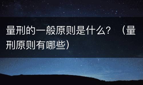 量刑的一般原则是什么？（量刑原则有哪些）