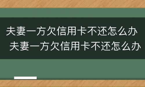 夫妻一方欠信用卡不还怎么办 夫妻一方欠信用卡不还怎么办呢