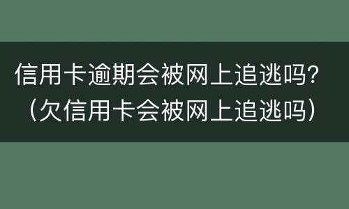信用卡逾期会被网上追逃吗？（欠信用卡会被网上追逃吗）