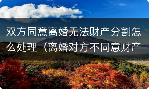 双方同意离婚无法财产分割怎么处理（离婚对方不同意财产分割怎么办）