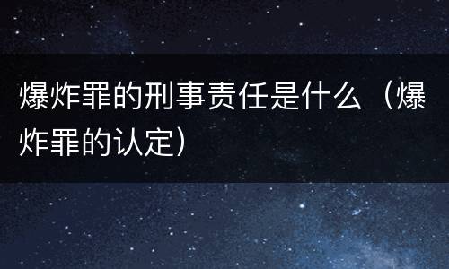 爆炸罪的刑事责任是什么（爆炸罪的认定）