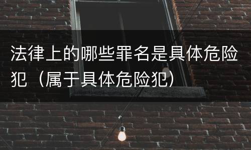 法律上的哪些罪名是具体危险犯（属于具体危险犯）