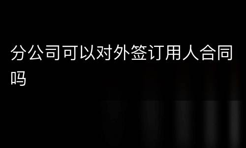 分公司可以对外签订用人合同吗