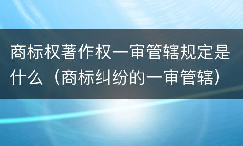 商标权著作权一审管辖规定是什么（商标纠纷的一审管辖）