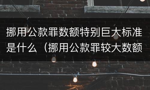 挪用公款罪数额特别巨大标准是什么（挪用公款罪较大数额）
