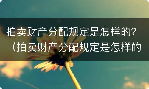 拍卖财产分配规定是怎样的？（拍卖财产分配规定是怎样的法律）