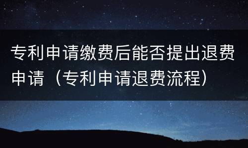 专利申请缴费后能否提出退费申请（专利申请退费流程）