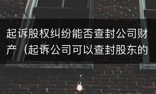 起诉股权纠纷能否查封公司财产（起诉公司可以查封股东的资产吗）