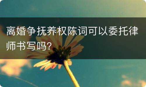 离婚争抚养权陈词可以委托律师书写吗？