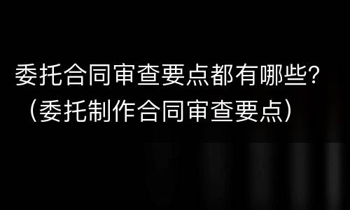 委托合同审查要点都有哪些？（委托制作合同审查要点）