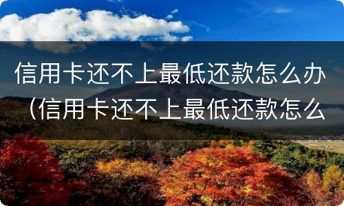 信用卡还不上最低还款怎么办（信用卡还不上最低还款怎么办呢）
