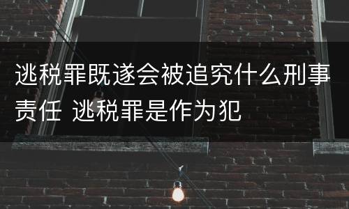 逃税罪既遂会被追究什么刑事责任 逃税罪是作为犯