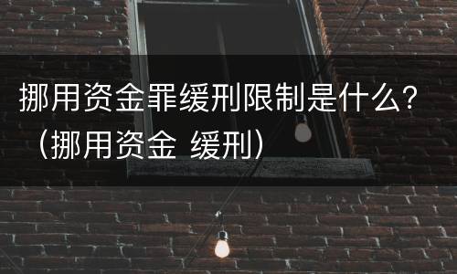 挪用资金罪缓刑限制是什么？（挪用资金 缓刑）