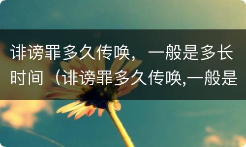 诽谤罪多久传唤，一般是多长时间（诽谤罪多久传唤,一般是多长时间判决）