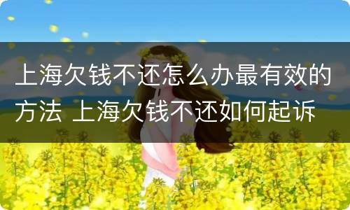 上海欠钱不还怎么办最有效的方法 上海欠钱不还如何起诉