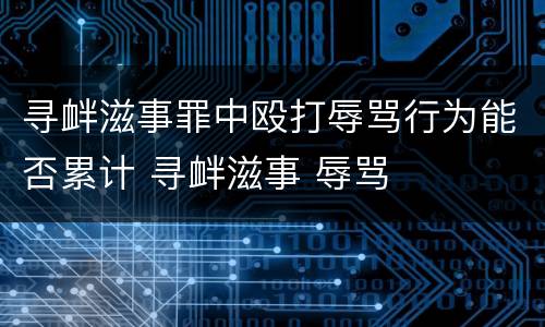 寻衅滋事罪中殴打辱骂行为能否累计 寻衅滋事 辱骂