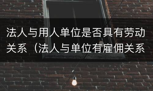 法人与用人单位是否具有劳动关系（法人与单位有雇佣关系吗）